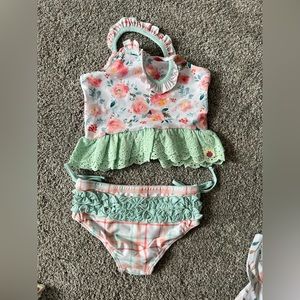 Two piece bathing suit with ruffles 4t new with tags